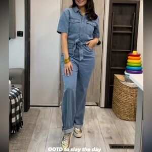 Denim target jumpsuit